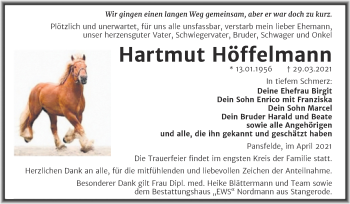 Traueranzeige von Hartmut Höffelmann von Mitteldeutsche Zeitung Quedlingburg