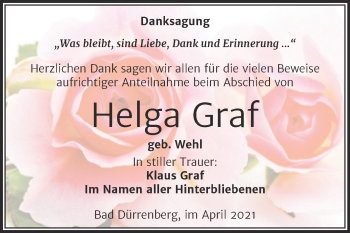 Traueranzeige von Helga Graf von Trauerkombi Merseburg
