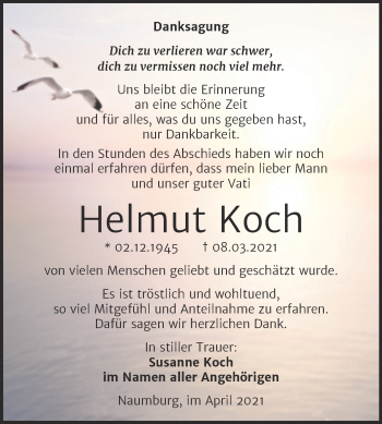 Traueranzeige von Helmut Koch von Mitteldeutsche Zeitung Naumburg/Nebra
