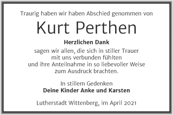 Traueranzeige von Kurt Perthen von Mitteldeutsche Zeitung Wittenberg
