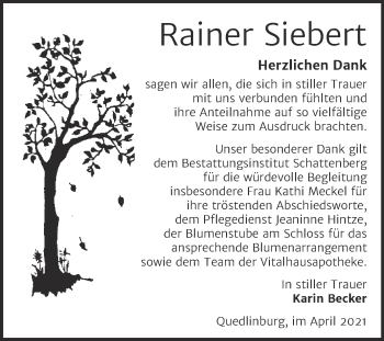 Traueranzeige von Rainer Siebert von Mitteldeutsche Zeitung Quedlingburg