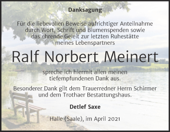 Traueranzeige von Ralf Norbert Meinen von Mitteldeutsche Zeitung Halle/Saalkreis