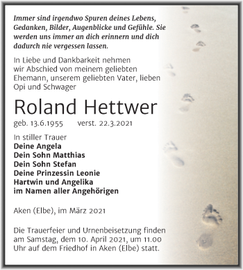 Traueranzeige von Roland Hettwer von Mitteldeutsche Zeitung Köthen