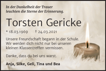 Traueranzeige von Torsten Gericke von Super Sonntag Naumburg/Nebra