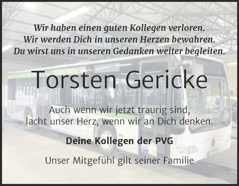  Traueranzeige für Torsten Gericke vom 10.04.2021 aus Mitteldeutsche Zeitung Naumburg/Nebra