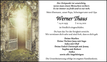 Traueranzeige von Werner Thaus von Mitteldeutsche Zeitung Bitterfeld
