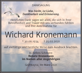 Traueranzeige von Wichard Kronemann von Mitteldeutsche Zeitung Merseburg/Querfurt