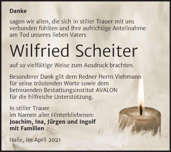 Traueranzeige von Wilfried Scheiter von Mitteldeutsche Zeitung Halle/Saalkreis