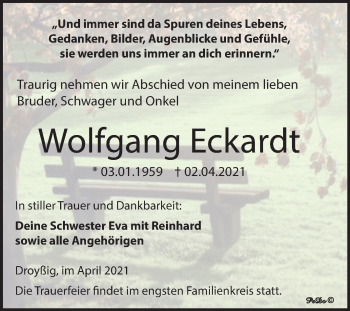 Traueranzeige von Wolfgang Eckardt von Mitteldeutsche Zeitung Zeitz