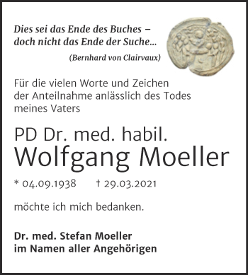 Traueranzeige von Wolfgang Moeller von Mitteldeutsche Zeitung Halle/Saalkreis