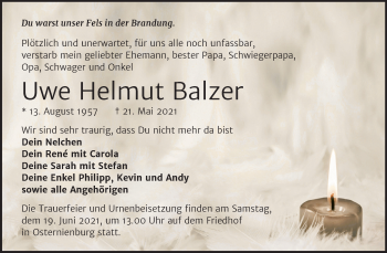 Traueranzeige von Uwe Helmut Balzer von Trauerkombi Köthen