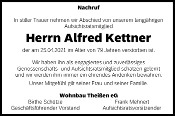 Traueranzeige von Alfred Kettner von Mitteldeutsche Zeitung Zeitz