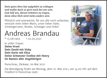 Traueranzeige von Andreas Brandau von Super Sonntag Naumburg/Nebra