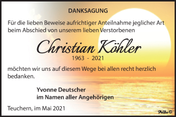 Traueranzeige von Christian Köhler von Trauerkombi Weißenfels