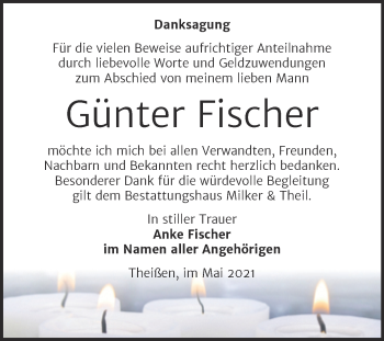 Traueranzeige von Günter Fischer von Trauerkombi Zeitz