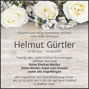 Traueranzeige von Helmut Gürtler von Trauerkombi Bitterfeld