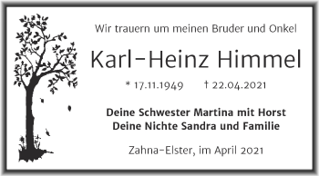 Traueranzeige von Karl-Heinz Himmel von Trauerkombi Wittenberg