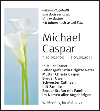 Traueranzeige von Michael Caspar von Trauerkombi Weißenfels