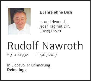 Traueranzeige von Rudolf Nawroth von Trauerkombi Bitterfeld