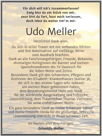 Traueranzeige von Udo Meller von Mitteldeutsche Zeitung Halle/Saalkreis