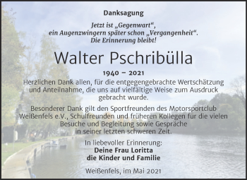 Traueranzeige von Walter Pschribülla von Trauerkombi Weißenfels