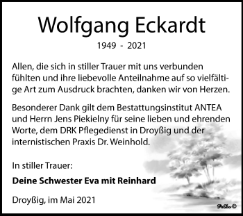 Traueranzeige von Wolfgang Eckardt von Trauerkombi Zeitz