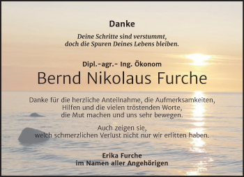Traueranzeige von Bernd Nikolaus Furche von Trauerkombi Bitterfeld
