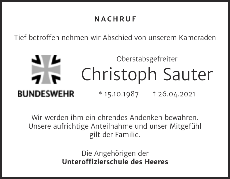  Traueranzeige für Christoph Sauter vom 22.05.2021 aus Mitteldeutsche Zeitung Halle/Saalkreis