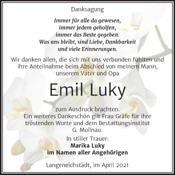 Traueranzeige von Emil Luky von Trauerkombi Merseburg