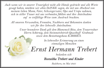 Traueranzeige von Ernst Hermann Trebert von Trauerkombi Quedlinburg