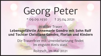 Traueranzeige von Georg Peter von Trauerkombi Bitterfeld