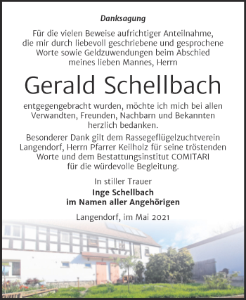 Traueranzeige von Gerald Schellbach von Trauerkombi Zeitz