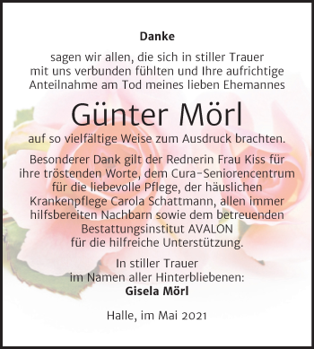 Traueranzeige von Günter Mörl von Mitteldeutsche Zeitung Halle/Saalkreis