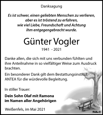 Traueranzeige von Günter Vogler von Trauerkombi Weißenfels