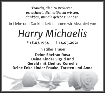 Traueranzeige von Harry Michaelis von Trauerkombi Merseburg