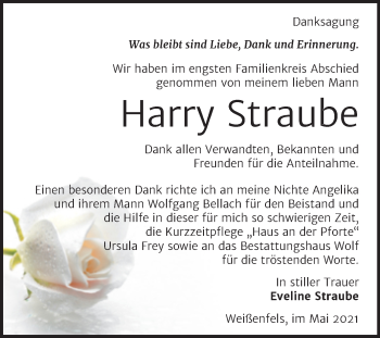 Traueranzeige von Harry Straube von Trauerkombi Weißenfels