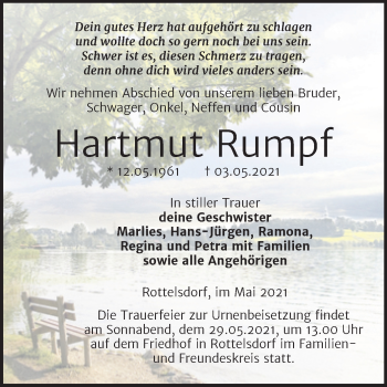 Traueranzeige von Hartmut Rumpf von Trauerkombi Mansfelder Land