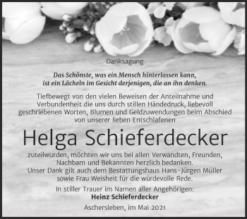 Traueranzeige von Helga Schieferdecker von Trauerkombi Aschersleben