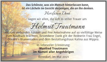Traueranzeige von Helmut Trautmann von Trauerkombi Mansfelder Land
