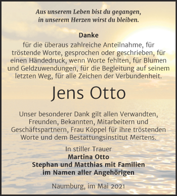 Traueranzeige von Jens Otto von Naumburger Tageblatt