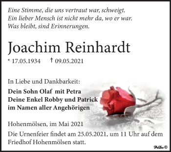 Traueranzeige von Joachim Reinhardt von Trauerkombi Weißenfels