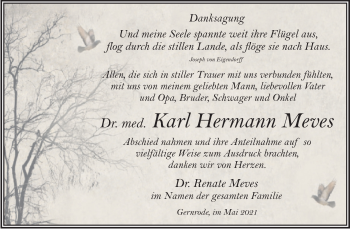 Traueranzeige von Karl Hermann Meves von Trauerkombi Quedlinburg