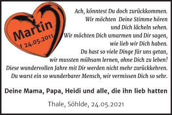 Traueranzeige von Martin  von Trauerkombi Quedlinburg