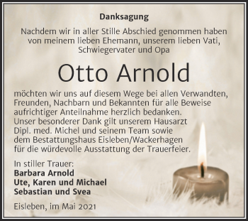 Traueranzeige von Otto Arnold von Trauerkombi Mansfelder Land