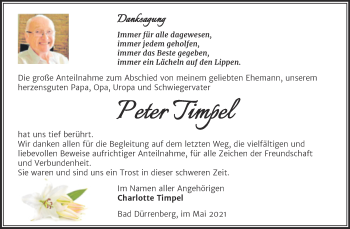 Traueranzeige von Peter Timpel von Trauerkombi Merseburg