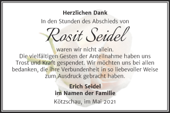 Traueranzeige von Rosit Seidel von Trauerkombi Merseburg