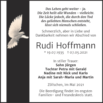 Traueranzeige von Rudi Hoffmann von Trauerkombi Merseburg