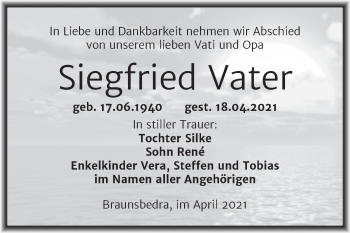 Traueranzeige von Siegfried Vater von Trauerkombi Merseburg