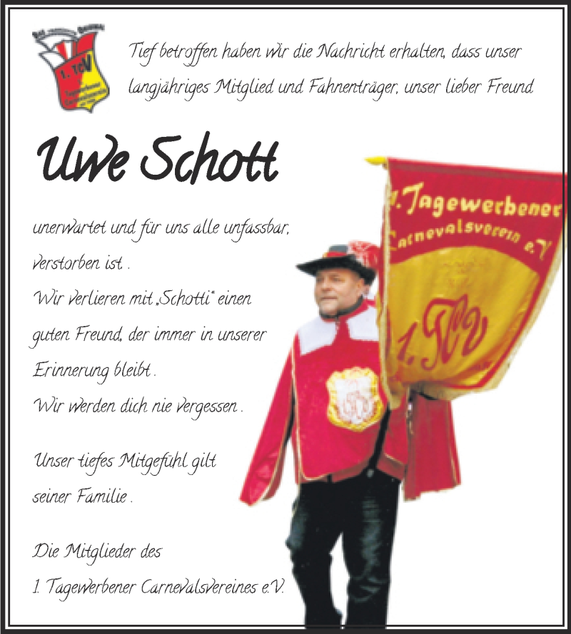  Traueranzeige für Uwe Schott vom 19.05.2021 aus Trauerkombi Weißenfels