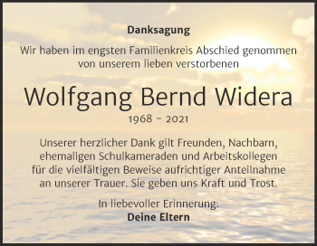 Traueranzeige von Wolfgang Bernd Widera von Trauerkombi Weißenfels